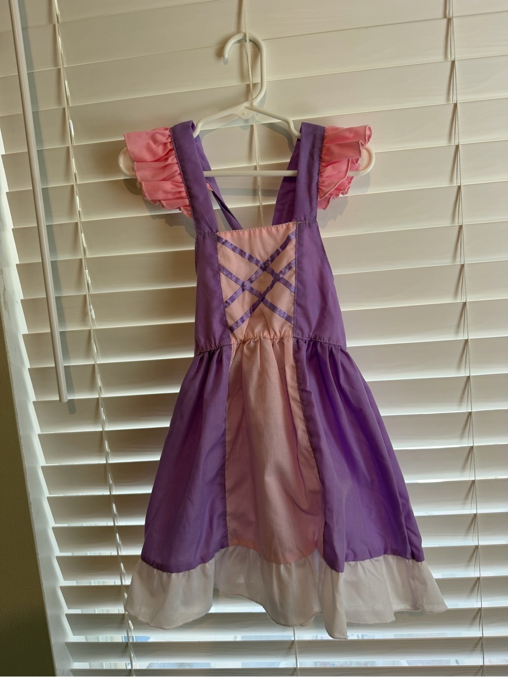 Rapunzel Inspired Purple and Pink Ruffle Tie Back Dress
